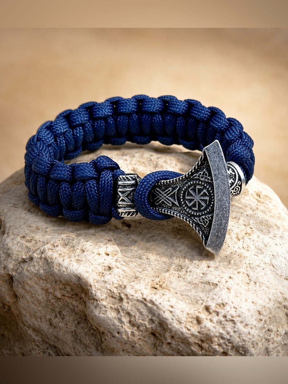 Stainless steel Viking axe rope bracelet